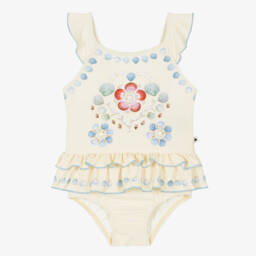 Baby Girls Ivory Shell Print Swimsuit (UPF50+)