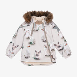 Beige Bunny Rabbit Padded Winter Jacket