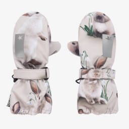 Molo-Beige Rabbit Thermal Mittens | Childrensalon