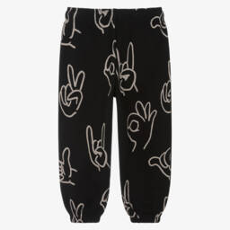 Molo-Black Organic Cotton Positive Hands Joggers | Childrensalon