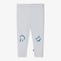 Molo-Blue Organic Cotton Smile Print Leggings | Childrensalon