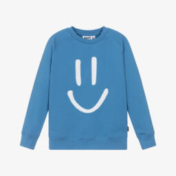 Свитшот синий из органического хлопка с букле смайлом 
