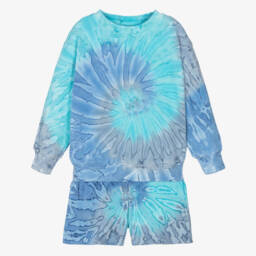 Molo-Blue Organic Cotton Tie-Dye Shorts Set | Childrensalon