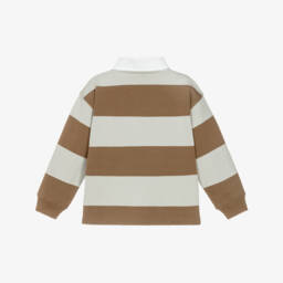 Molo-Boys Beige & Grey Stripe Rugby Shirt | Childrensalon