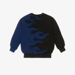 Molo-Boys Black & Blue Flame Organic Cotton Sweatshirt | Childrensalon
