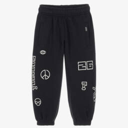 Boys Black Joggers with Printed Graphics
