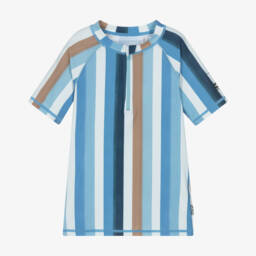 Boys Blue & Beige Striped Swim Top (UPF50+)