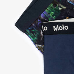 Molo-Boys Blue Cotton Dinosaur Galaxy Boxers (2 Pack) | Childrensalon