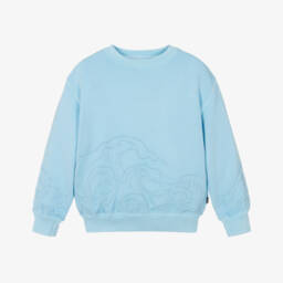 Boys Blue Cotton Embroidered Wave Sweatshirt