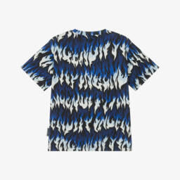 Molo-Boys Blue Organic Cotton Flame Print T-Shirt | Childrensalon