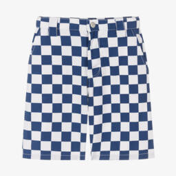 Molo-Boys Blue & White Checked Shorts | Childrensalon