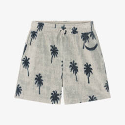 Boys Grey Palm Tree Towelling Drawstring Shorts