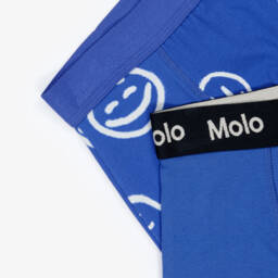 Molo-Boys Royal Blue Cotton Emoji Boxers (2 Pack) | Childrensalon