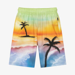 Boys Sunset Palm Print Organic Cotton Shorts