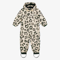 Girls Beige Leopard Print Snowsuit