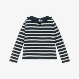 Molo-Girls Blue & Ivory Striped Organic Cotton Top | Childrensalon