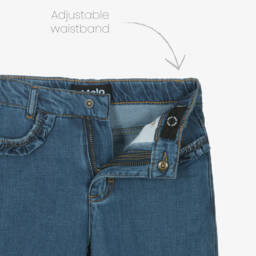 Molo-Girls Blue Ruffle Cuff Tencel Denim Jeans | Childrensalon