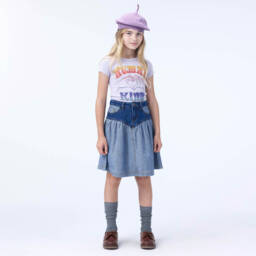 Molo-Girls Blue Two Tone Denim Skirt | Childrensalon