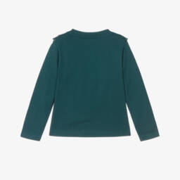 Molo-Топ зелёный из органического хлопка с оборками для девочек | Childrensalon