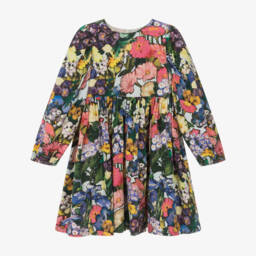 Molo-Girls Green & Purple Floral Dress | Childrensalon