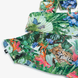 Molo-Girls Green Tropical Print Bikini (UPF50+) | Childrensalon