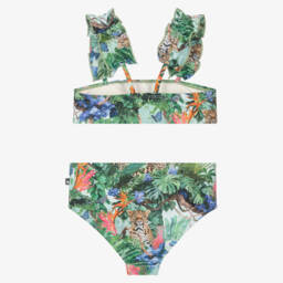 Molo-Girls Green Tropical Print Bikini (UPF50+) | Childrensalon
