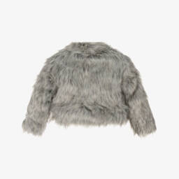 Molo-Куртка серая из искусственного меха для девочек | Childrensalon