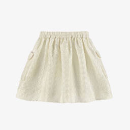 Molo-Girls Ivory Floral Satin Jacquard Skirt | Childrensalon