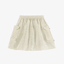 Molo-Girls Ivory Floral Satin Jacquard Skirt | Childrensalon
