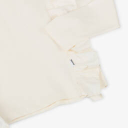 Molo-Girls Ivory Organic Cotton Ruffle Top | Childrensalon