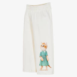 Molo-Girls Ivory Organic Cotton Wide-Leg Sweatpants | Childrensalon