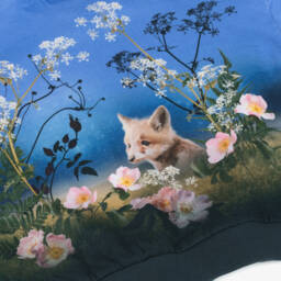 Molo-بلوزة بطبعة خريفية قطن عضوي لون أزرق للبنات | Childrensalon