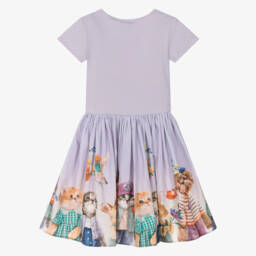 Molo-Girls Lilac Purple Cotton Animal Print Dress | Childrensalon