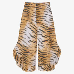 Girls Orange & Black Tiger Print Beach Trousers