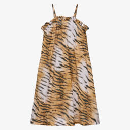 Girls Orange & Black Tiger Stripe Beach Dress