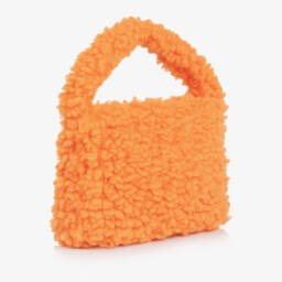 Molo-Girls Orange Fluffy Fleece Handbag (28cm) | Childrensalon