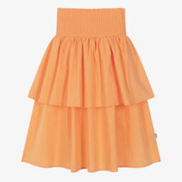 Girls Orange Tiered Cotton Skirt