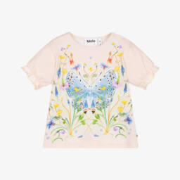 Girls Pale Pink Organic Cotton Butterfly T-Shirt