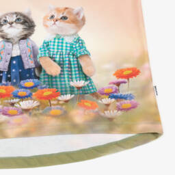 Molo-Girls Peach Pink Organic Cotton Kitten T-Shirt | Childrensalon