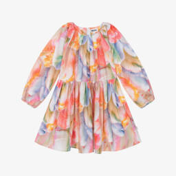 Molo-Girls Pink Cotton Tulips Dress | Childrensalon