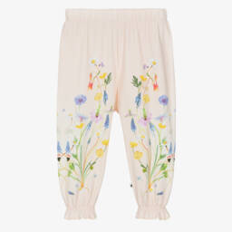 Girls Pink Floral Print Organic Cotton Jersey Trousers