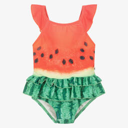 Molo-Girls Pink & Green Melon Swimsuit (UPF50+) | Childrensalon
