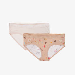 سروال داخلي قطن عضوي لون زهري للبنات (عدد 2)