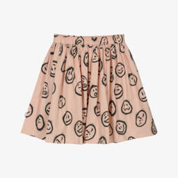 Molo-Girls Pink Organic Cotton Mood Faces Skirt | Childrensalon