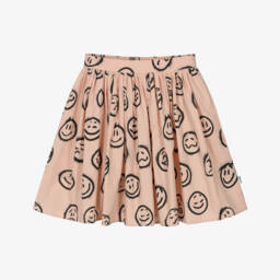 Molo-Girls Pink Organic Cotton Mood Faces Skirt | Childrensalon