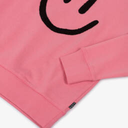Molo-Girls Pink Organic Cotton Smiling Sweatshirt | Childrensalon
