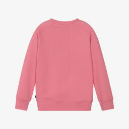 Molo-Girls Pink Organic Cotton Smiling Sweatshirt | Childrensalon