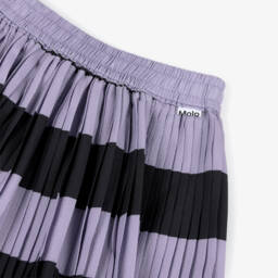 Molo-Girls Purple & Black Stripe Pleated Crêpe Skirt | Childrensalon