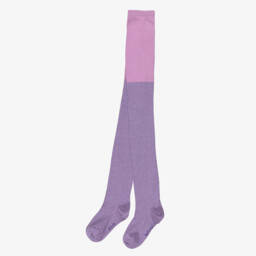 Molo-Girls Purple Glitter Knitted Tights | Childrensalon