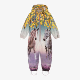 Molo-Girls Purple Horses Snowsuit | Childrensalon